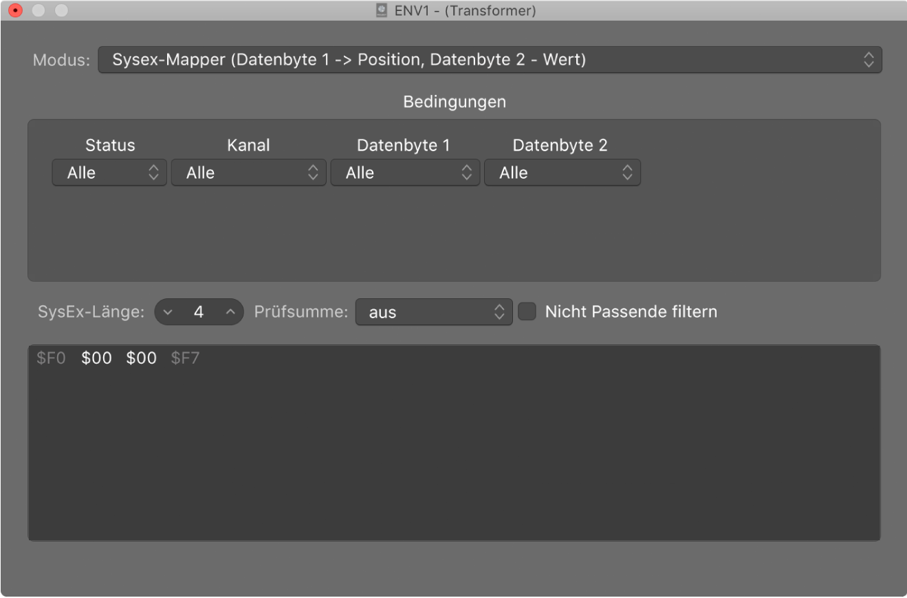 Abbildung. SysEx-Mapper im Transformer-Fenster
