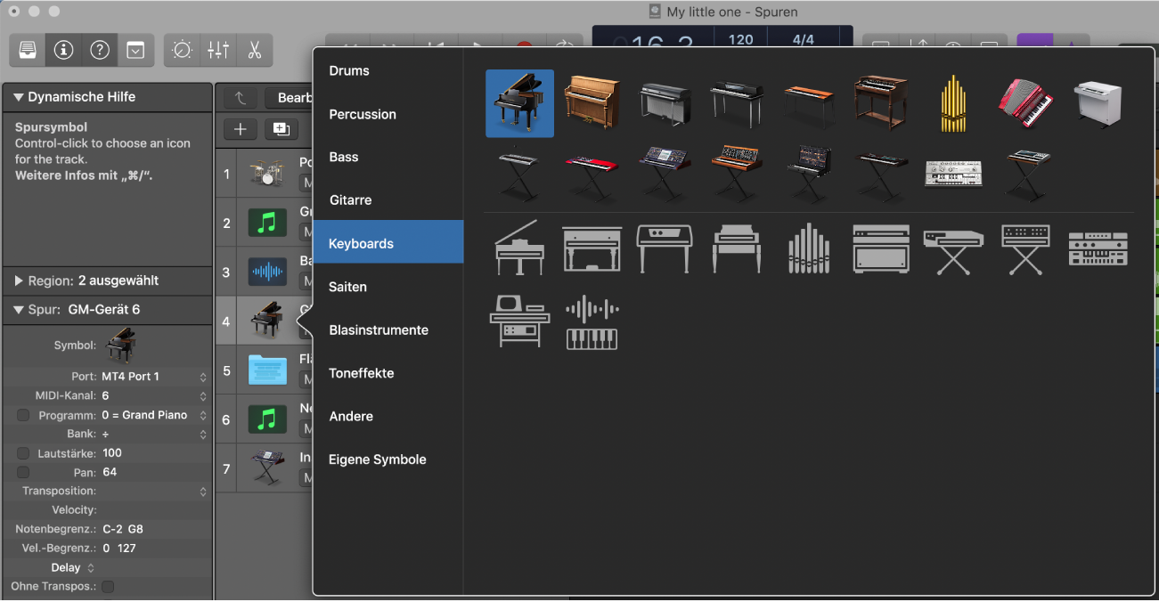 Abbildung. Auswahl des Spursymbols aus dem Kontextmenü „Symbol“