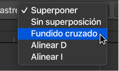 Ilustración. Menú desplegable Arrastrar para el área Pistas.