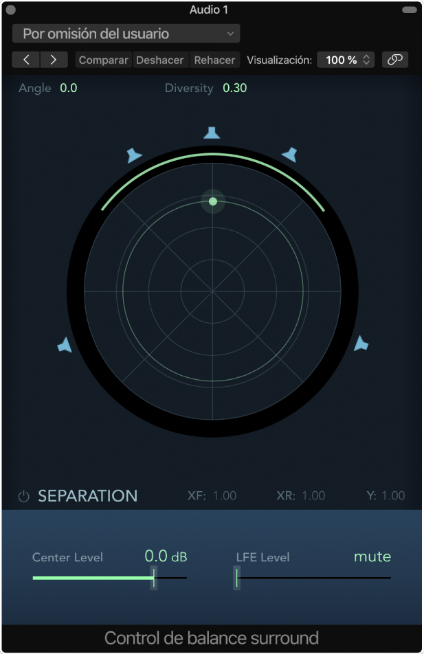 Ilustración. Ventana del panoramizador mono a surround.