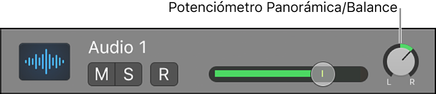 Ilustración. Potenciómetro de panorámica/balance de una pista.