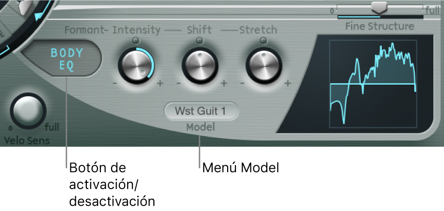 Ilustración. Parámetros de activación/desactivación de “Body EQ” y Model.