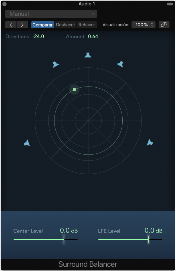 Ilustración. Ventana del control de balance surround.
