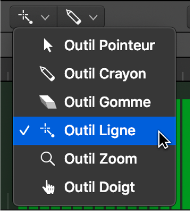 Figure. Outil Ligne dans le menu Outils.