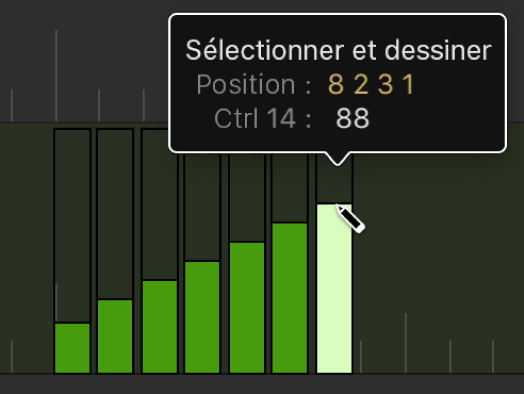 Figure. Création de plusieurs événements par glissement horizontal sur une voie.
