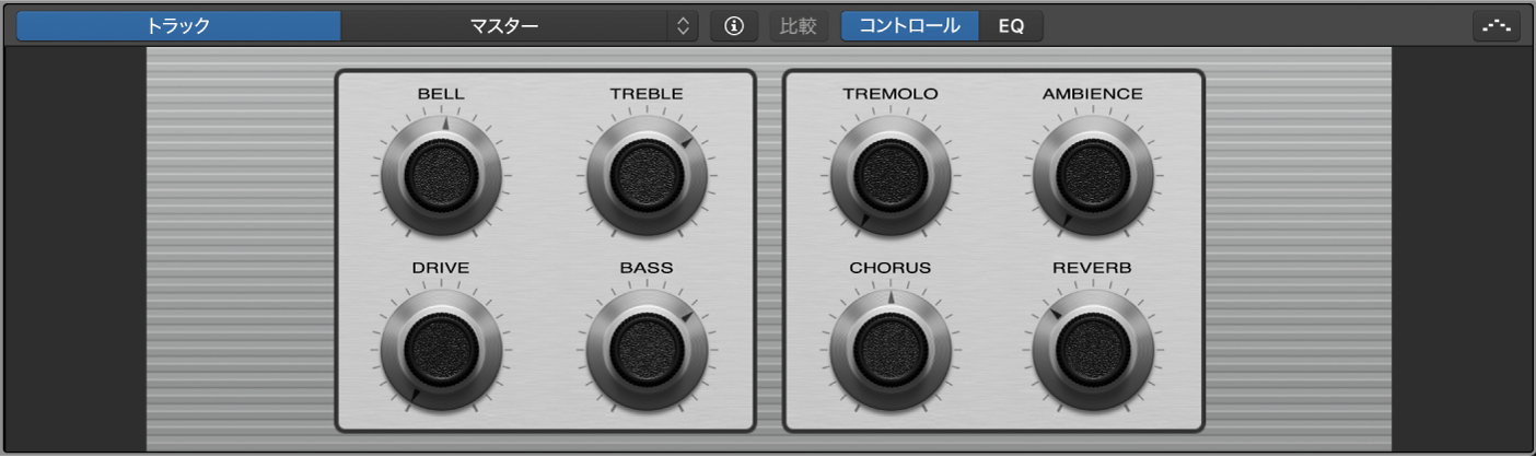 図。Smart Controlパネルに表示されたスクリーンコントロールとメニューバー