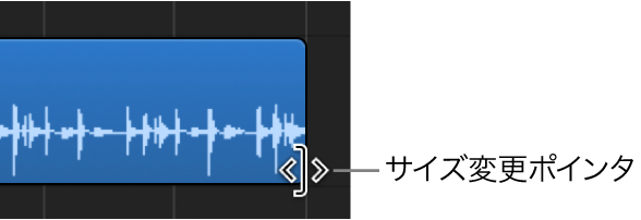 図。リージョンの隅のサイズ変更ポインタ。