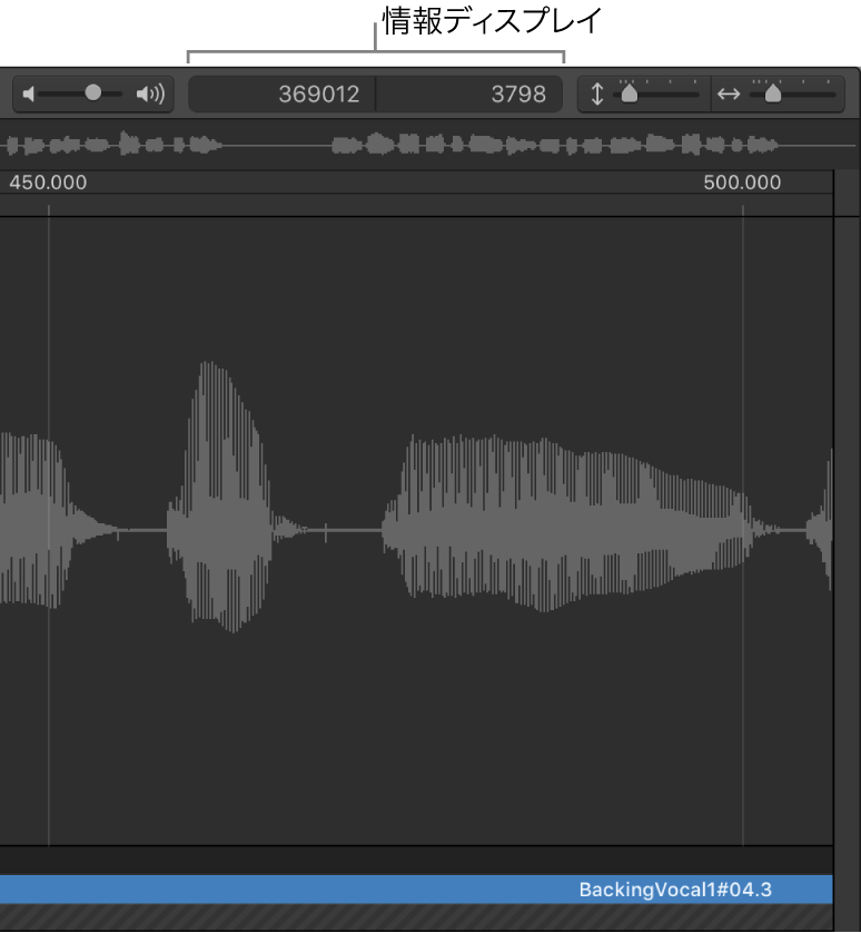 図。サンプルエディタの情報ディスプレイ。