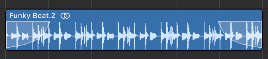 図。リージョンのフェードインとフェードアウトに正のカーブが表示されている。