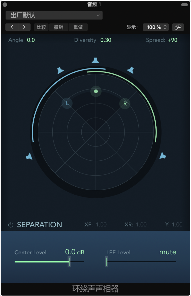 图。“立体声到环绕声声相器”窗口。