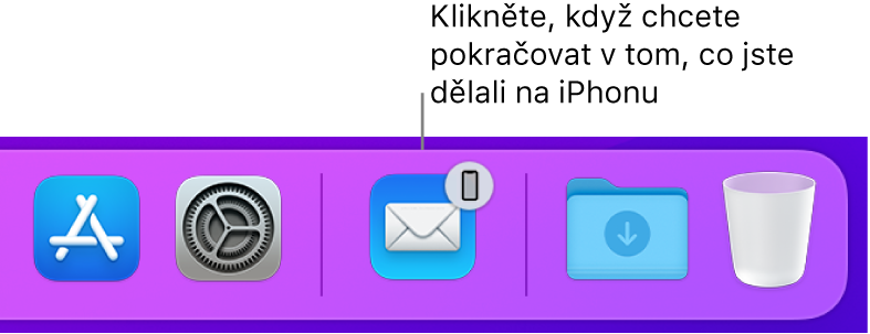 Ikona Handoff zobrazená v Docku