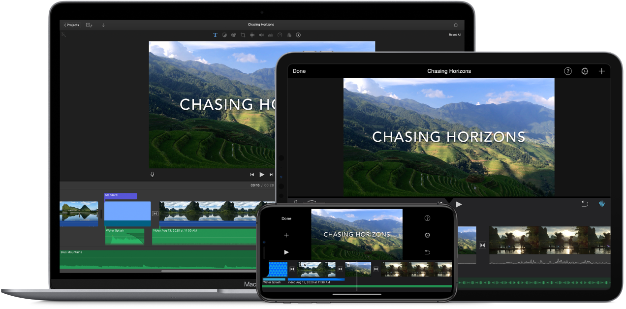 MacBook Air、iPad、iPhoneで同じコンテンツが表示されています。