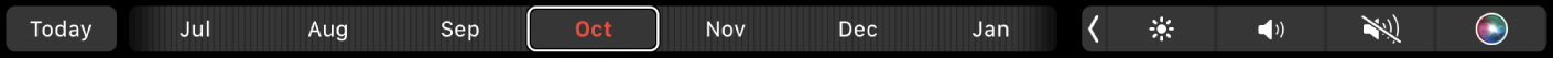 The Calendar Touch Bar with the Today button and a slider for selecting a month.