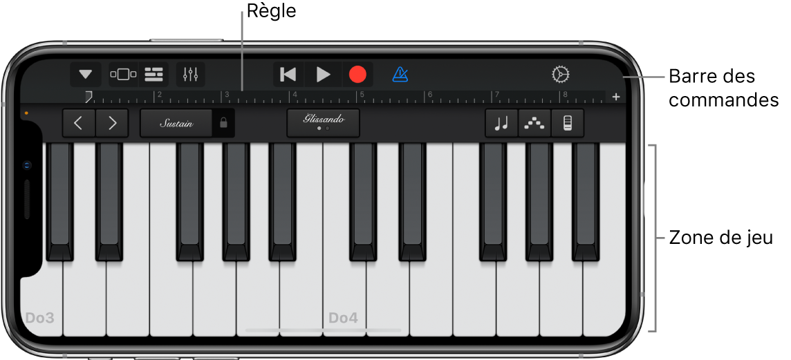 Instrument tactile avec la zone de jeu