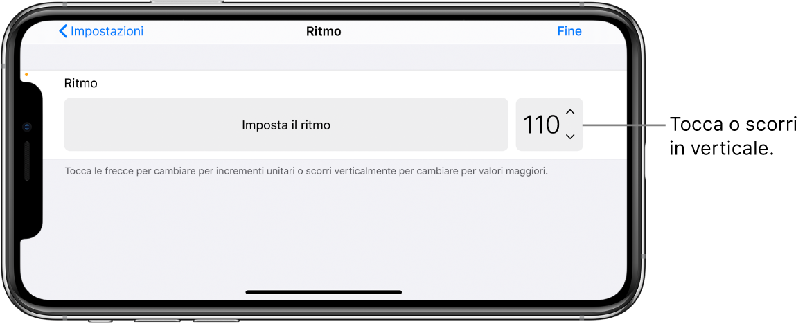 Controlli Ritmo in “Impostazioni brano”
