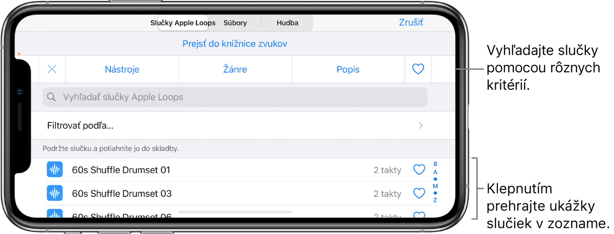 Zoznam výsledkov prehliadača slučiek