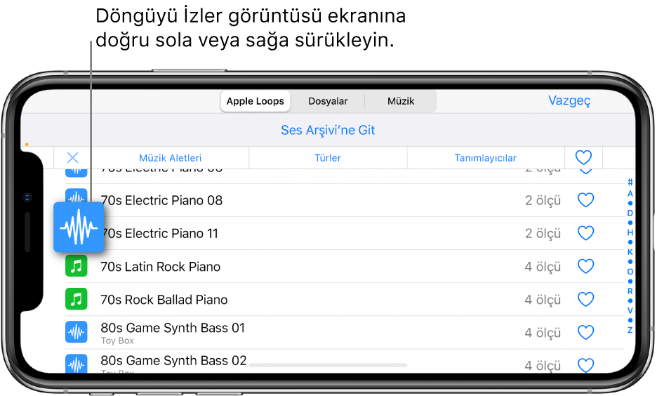 Resim. Döngüyü İzler görüntüsüne sürükleme.