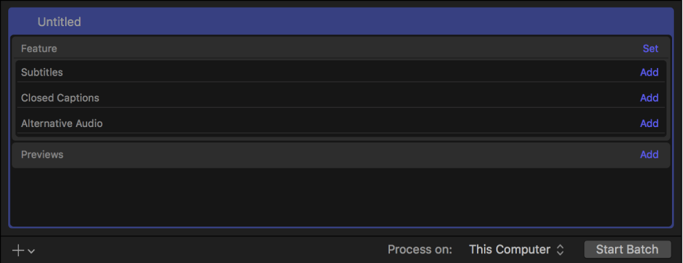 Área de lote con una tarea de paquete de iTunes Store.