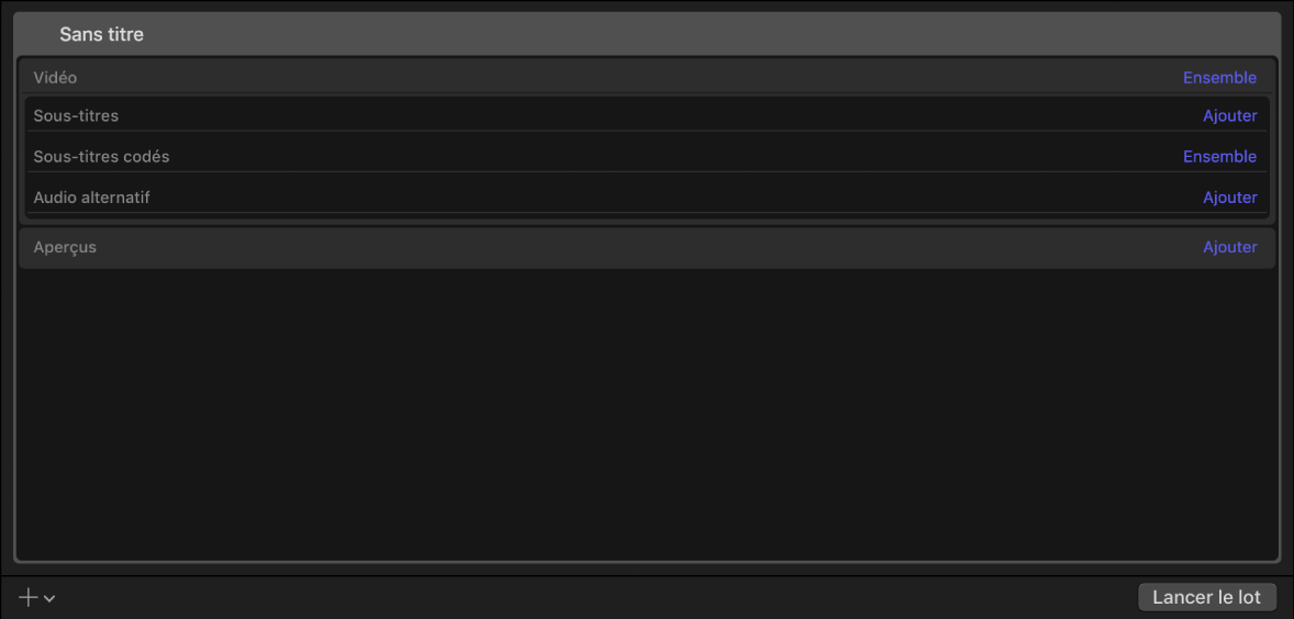 Zone du lot affichant une tâche de paquet iTunes Store.