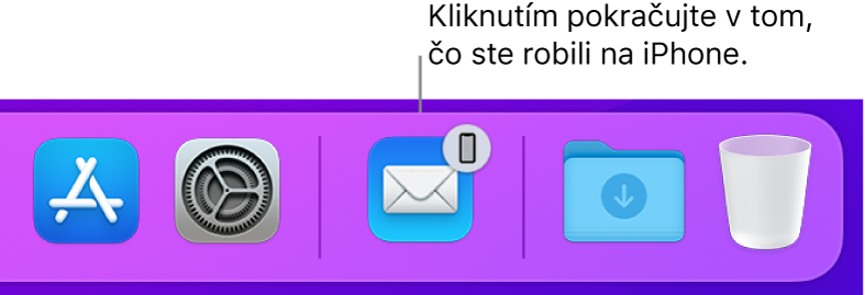 Ikona Handoffu zobrazená v Docku.