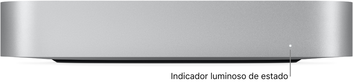 La parte delantera del Mac mini con el indicador luminoso de estado.