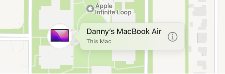 Un detaliu al pictogramei Informații pentru MacBook Pro (Danny).