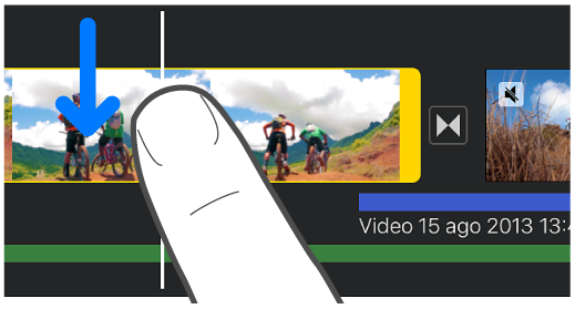 Un clip que se divide en la línea del tiempo del proyecto.