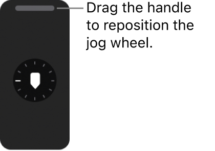 The collapsed jog wheel with a horizontal handle at the top for dragging to a new location.