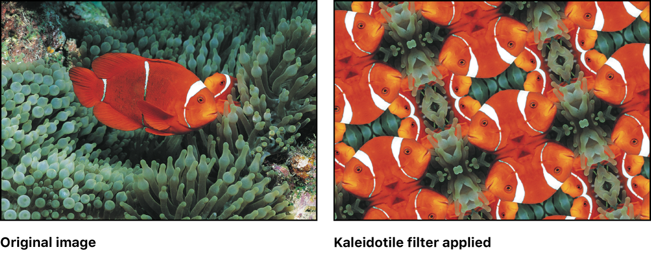 만화경 타일 필터의 효과를 보여주는 캔버스