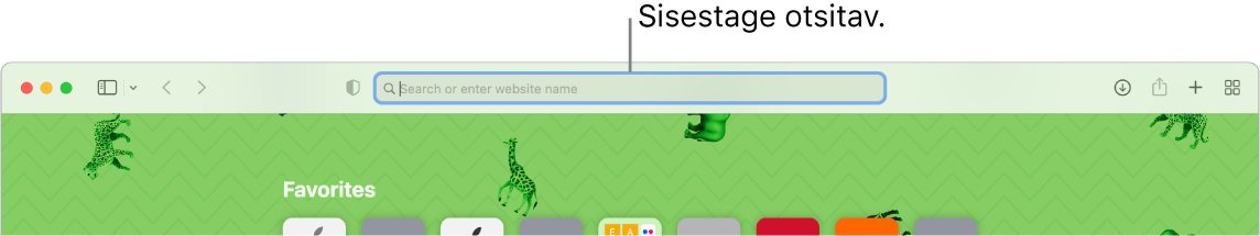 Kärbitud Safari aken, mille ülaservas on otsinguväli.