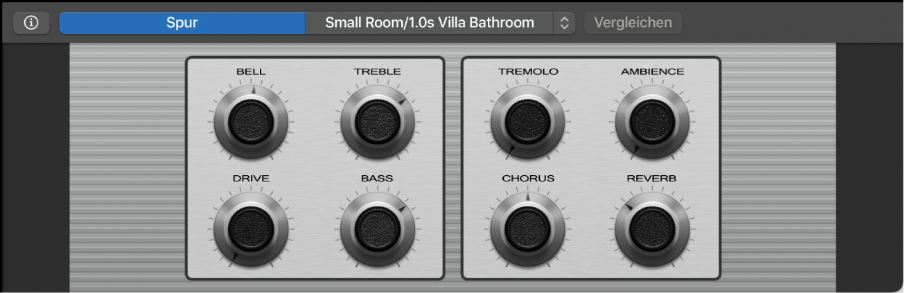 Abbildung. Bereich „Smart Controls“ mit Bildschirmsteuerungen für einen Patch