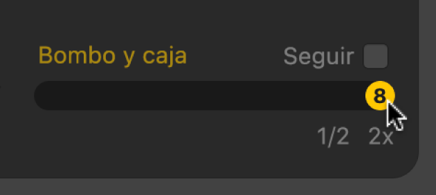 Ilustración. Se está seleccionando una variación de doble de tiempo para el bombo y la caja.