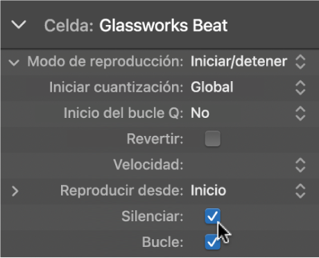 Ilustración. Casilla Silenciar en el inspector de celdas.