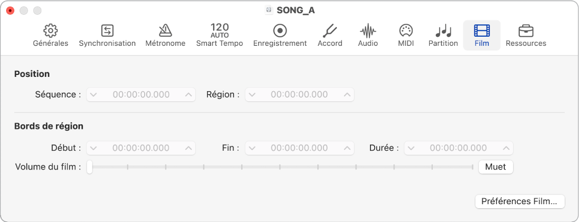 Figure. Réglages Film.