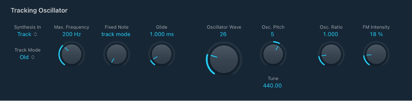 Figure. EVOC 20 TrackOscillator Tracking Oscillator parameters.