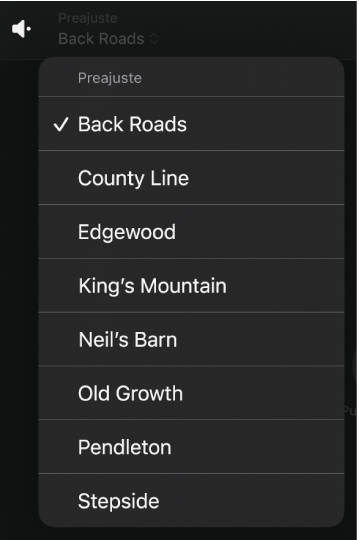 Ilustración. El menú de preajustes de drummer.