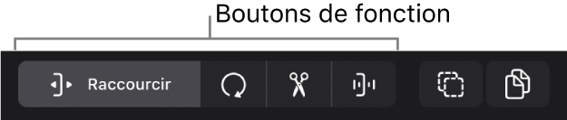 Figure. Barre des menu de la zone de pistes montrant des boutons de fonction, ainsi que des boutons « Sélection multiple » et Copier.