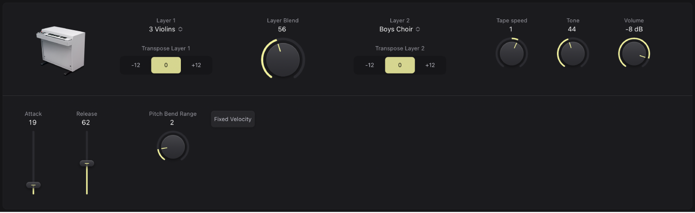 Figure. Fenêtre du Vintage Mellotron.