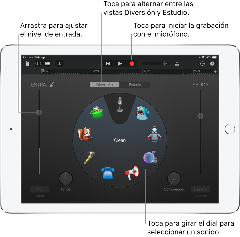 Instrumento táctil Grabadora de audio