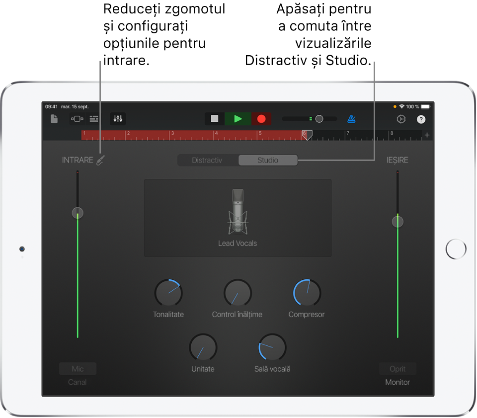 Vizualizarea Studio Recorder audio