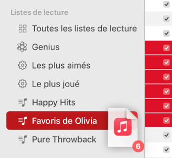 Album déplacé vers une liste de lecture. La liste de lecture est surlignée.
