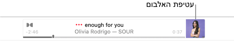 תמונת העטיפה של האלבום מימין לכרזה כאשר שיר מתנגן.