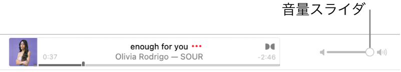 音量スライダ。