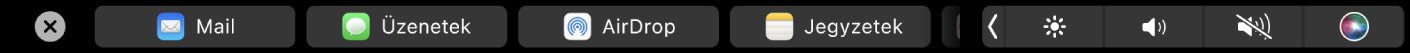 A Finder Touch Barja a megosztási lehetőségekkel.