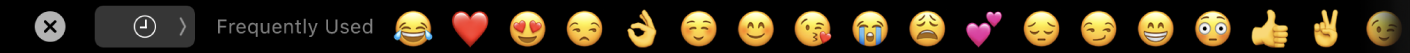 이모티콘 선택기가 표시된 Touch Bar.