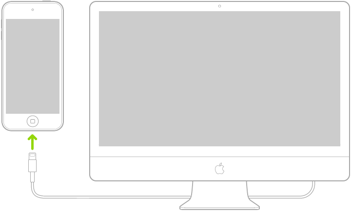 iPod touch ansluten till en Mac.