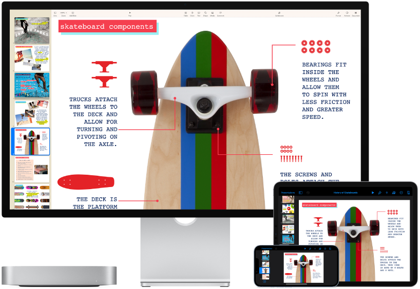 Mac mini ถัดจากอุปกรณ์ต่างๆ ที่เข้าถึงเนื้อหา iCloud เดียวกัน