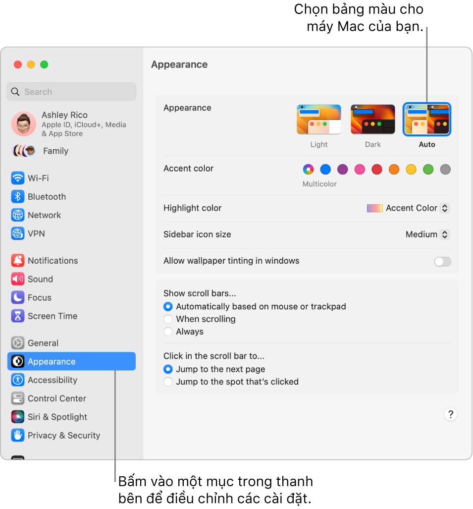 Cài đặt Giao diện trong Cài đặt hệ thống.