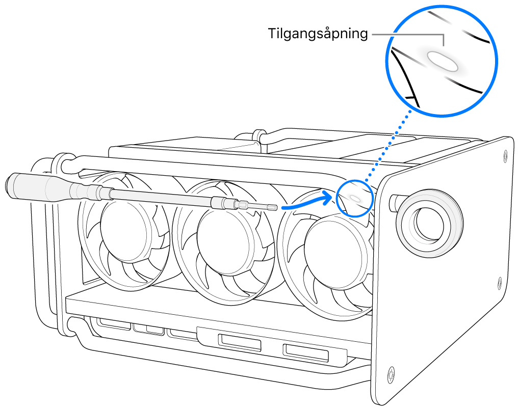 Bruk skrutrekkeren i tilgangsåpningen.