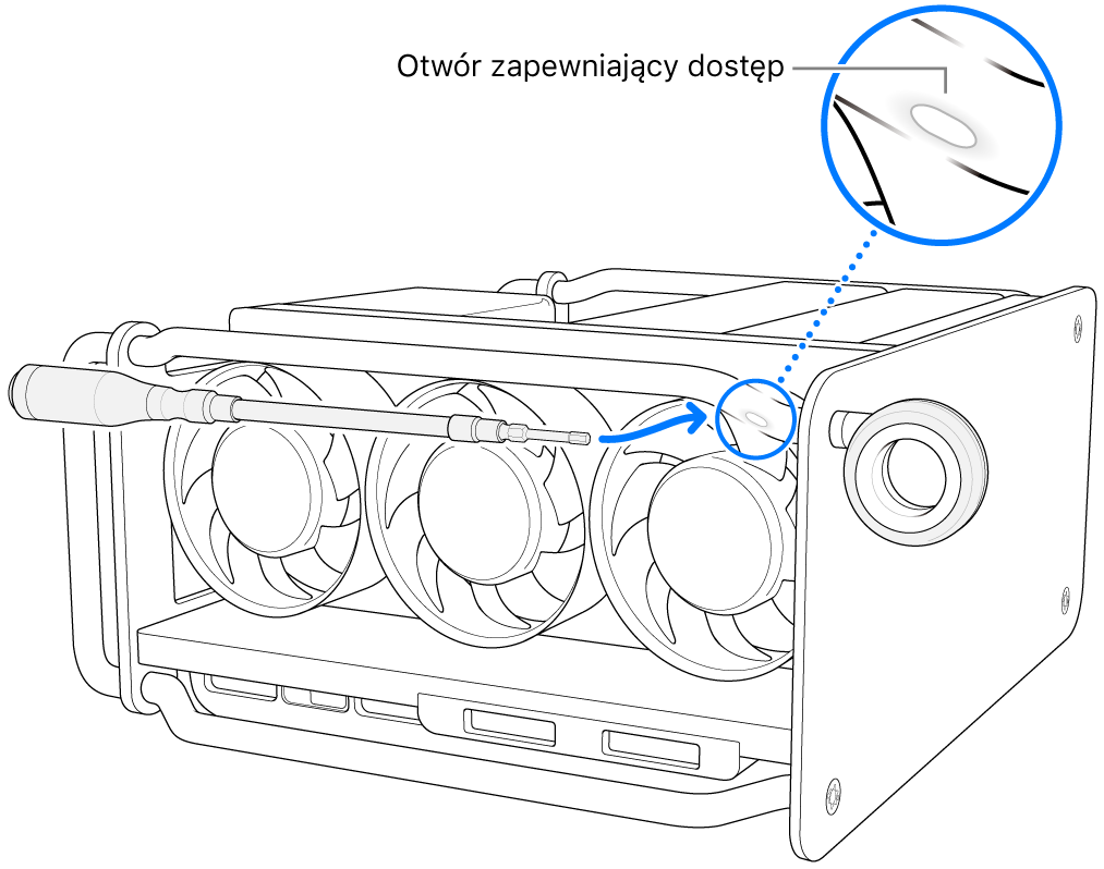 Umieszczenie wkrętaka w otworze dostępowym.